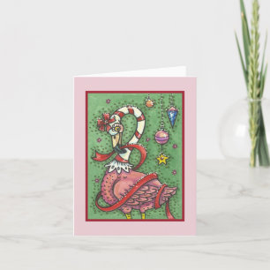 SHOCK ROSA SANTA FLAMINGO CHRISTMAS GREETING CARD HELGKORT
