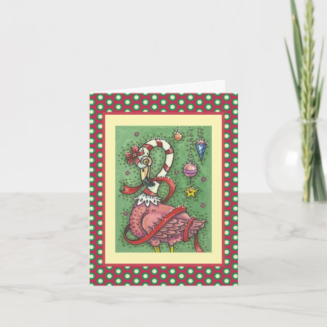 SHOCK ROSA SANTA FLAMINGO CHRISTMAS GREETING CARD  HELGKORT (Framsida)