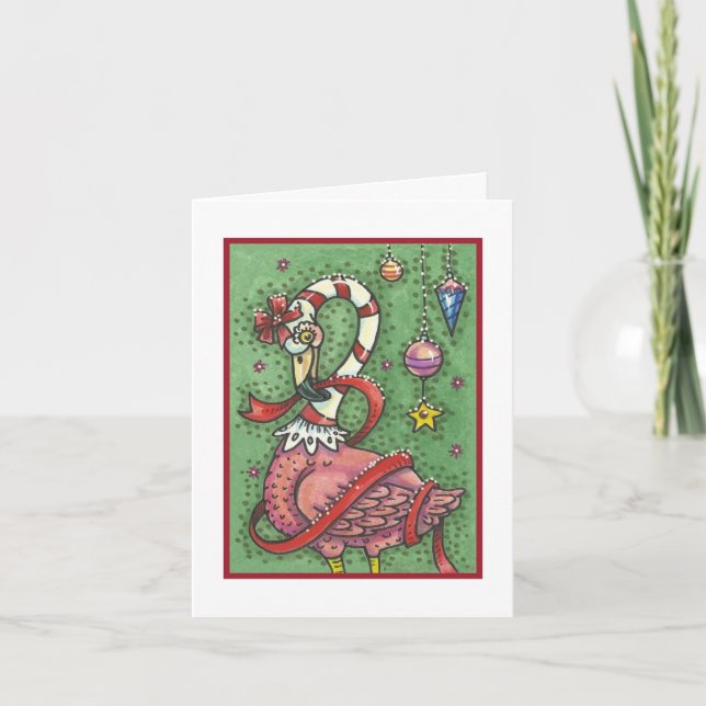 SHOCK ROSA SANTA FLAMINGO CHRISTMAS GREETING CARD  HELGKORT (Framsida)