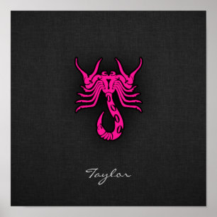 Shock rosa Scorpio Scorpion Zodiac-tecken Poster