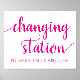 Shock rosa Script | Fuchsia Ro Changing Station Poster