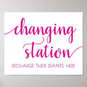 Shock rosa Script Fuchsia Ro Changing Station Poster