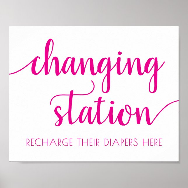 Shock rosa Script | Fuchsia Ro Changing Station Poster (Framsidan)