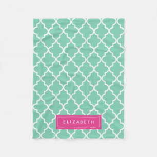 Shock rosa & Seafoam Quatrefoil   ullfilt Fleecefilt