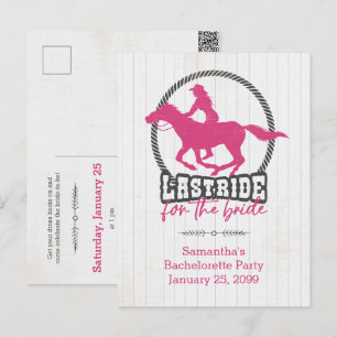 Shock rosa senaste riden för Bride Postcard Vykort