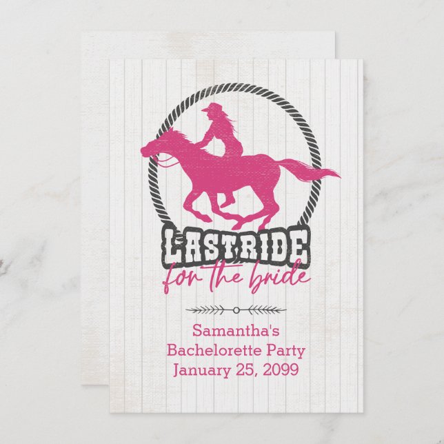 Shock rosa senaste riden för grundinbjudan inbjudningar (Fram/baksida)