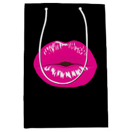 Shock rosa Shiny Läppar på Black