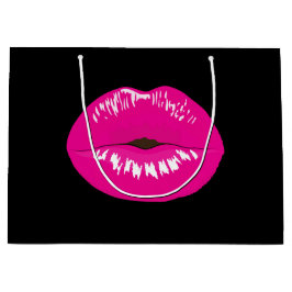 Shock rosa Shiny Läppar på Black