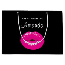 Shock rosa Shiny Läppar på Black Birthday