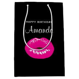 Shock rosa Shiny Läppar på Black Birthday