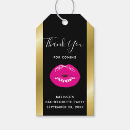 Shock rosa Shiny Läppar på Black Presentetikett