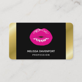 Shock rosa Shiny Läppar på Black Visitkort