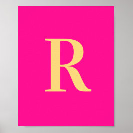 Shock rosa Simple Monogram Poster