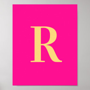 Shock rosa Simple Monogram Poster