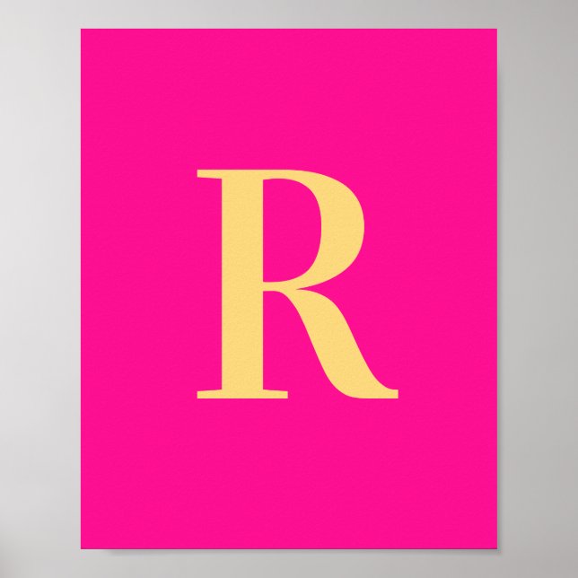 Shock rosa Simple Monogram Poster (Framsidan)