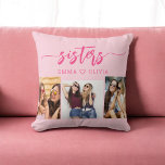 Shock rosa Sisters 3 Photo Collage Keepsaké Gift Kudde<br><div class="desc">Fira systrätten med Shock rosa Sisters 3 Photo Collage Keepsaké Gift Dekorativ kudde. Den här personligen har en pulserande shock rosa och ett vackert arrangerat kollage av tre omhuldade foton som fångar oförglömliga stunder som delas mellan systrar. Den är gjord av högkvalitativa material och tillför en snyggt och känslosam beröring...</div>