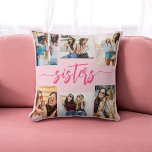 Shock rosa Sisters 6 Photo Collage Keepsaké Gift Kudde<br><div class="desc">Fånga systrumsbanden med Shock rosa Sisters 6 Photo Collage Keepsak Gift Dekorativ kudde. Den här personligen har en pulserande shock rosa och ett vackert arrangerat kollage av sex omhuldade foton, som firar oförglömliga stunder mellan systrar. Den är gjord av högkvalitativa material och tillför en snyggt och känslosam beröring till vilket...</div>