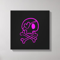 Shock rosa Skull och korsben på svart