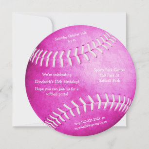 shock rosa Softball Tema Flickor party meddelande
