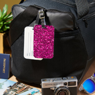 Shock rosa sparkles faux glitter bagagebricka