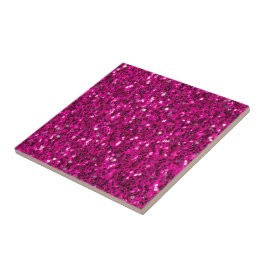 Shock rosa sparkles faux glitter kakelplatta