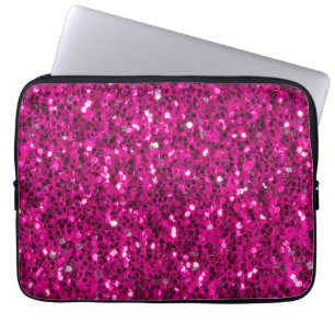 Shock rosa sparkles faux glitter laptop fodral