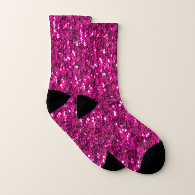 Shock rosa sparkles faux glitter strumpor (Par)