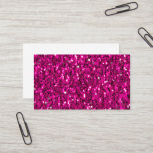 Shock rosa sparkles faux glitter visitkort