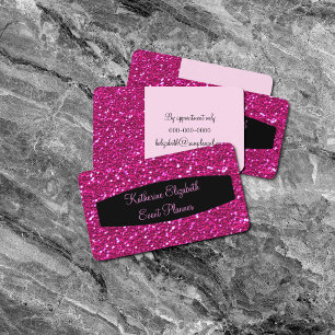 Shock rosa Sparkly FAUX Glitter Glam Event Planner Visitkort