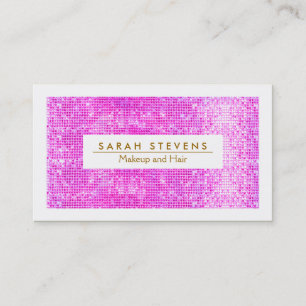 Shock rosa Sparkly FAUX Sequin Makeup Artist Salon Visitkort