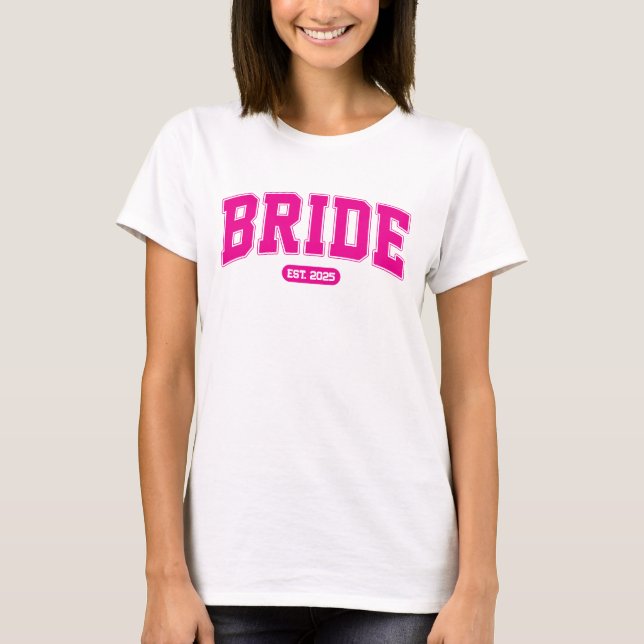 Shock rosa Sports Bride Bachelorette Party T Shirt (Framsida)
