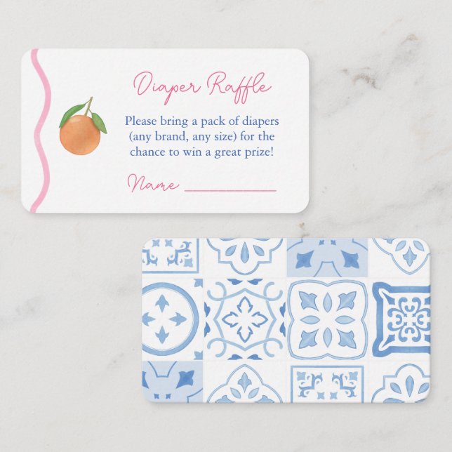 Shock rosa Squiggle Citrus Baby Shower Diaper Raff Tilläggskort (Fram/baksida)