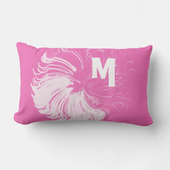 Shock rosa Squiggle Monogram Lumbarkudde (Framsida)