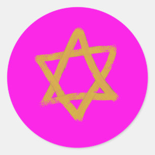 Shock rosa Star av David Stickers Runt Klistermärke