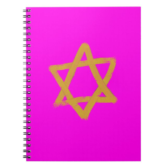 Shock rosa Star of David Notebook Anteckningsbok (Framsidan)