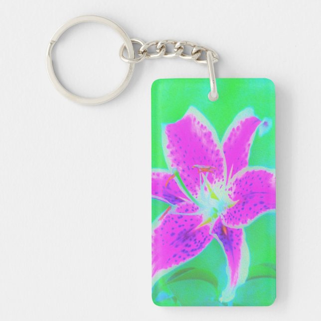 Shock rosa Stargazer Lily om turkos och Grönt (Framsidan)