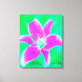 Shock rosa Stargazer Lily om turkos och Grönt Canvastryck