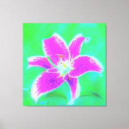 Shock rosa Stargazer Lily om turkos och Grönt Canvastryck