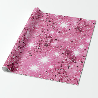 Shock rosa Stars Glitter Presentpapper