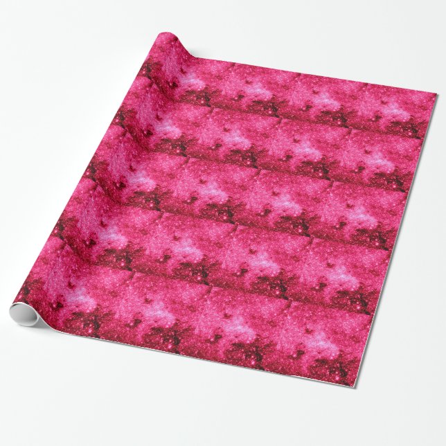Shock rosa Stars Presentpapper (Utrullad)