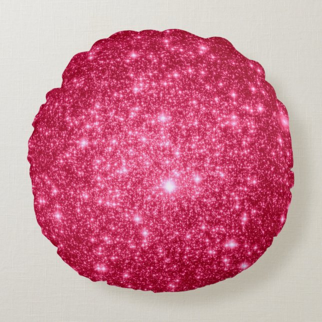 Shock rosa Stars Round Pillow Rund Kudde (Framsidan)