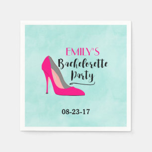 Shock rosa Stiletto High Heel Bachelorette Party Pappersservett
