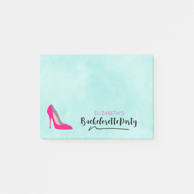 Shock rosa Stiletto High Heel Bachelorette Party Post-it Block (Framsida)