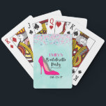 Shock rosa Stiletto High Heel Bachelorette Party Spelkort<br><div class="desc">Att spela kort för att hedra minnet av en bachelorettfest med hög klack att skon i shock rosa. Rosa Conetti sprinkled längs toppen. Ange vattenfärgsbakgrund för myntgrönt.</div>