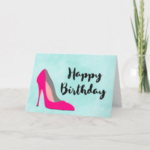 Shock rosa Stiletto High Heel Shoe Chic Birthday Kort