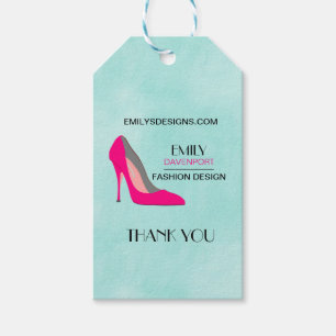 Shock rosa Stiletto High Heel Shoe Chic Biz Tack Presentetikett