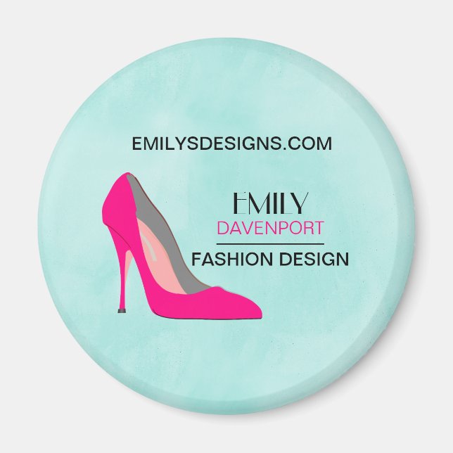 Shock rosa Stiletto High Heel Shoe Chic Business Magnet (Framsidan)