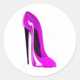 shock rosa stiletto sko runt klistermärke