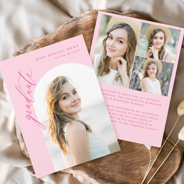 Shock rosa Student Photo Studenten Inbjudningar (Skapare uppladdad)