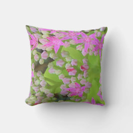 Shock rosa Succulent Sedum med Fleshy Grönt Lövs Kudde